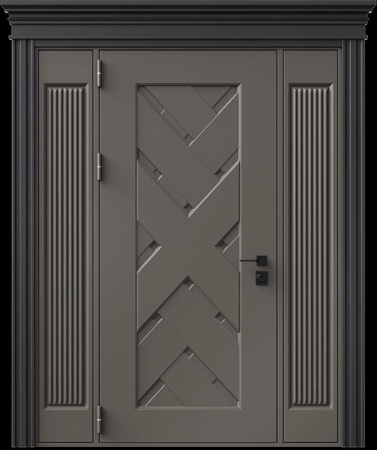 Входная термодверь с металлофиленкой, вставками по бокам, карнизом и порошковым напылением RAL 7022 (тип №2) Входная термодверь с металлофиленкой, вставками по бокам, карнизом и порошковым напылением RAL 7022 (тип №2)
